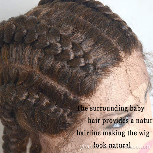High Quality Braid Synthetic Wig Cornrows 4 Braids Hair Hand Braided Synthetic Lace Front Wigs with Baby Hair for Women